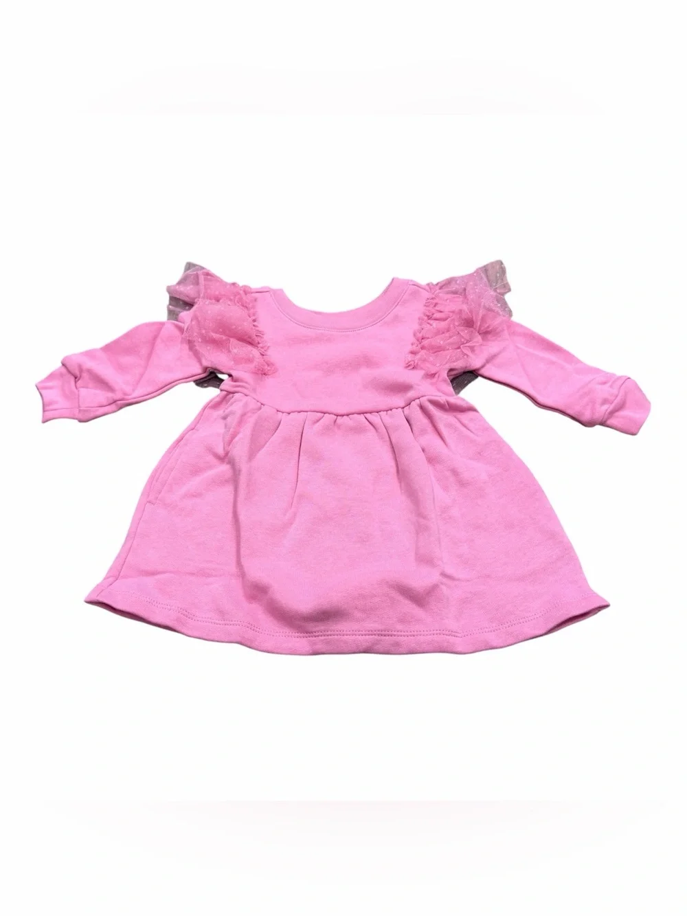 Baby Gap Girls Pink Tulle Trim Sweatshirt Dress Size 6-12 Months, NEW